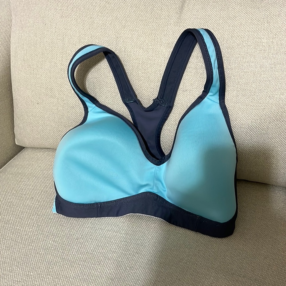 C9 Champion sports bra size Medium. Blue and gray hook closure.